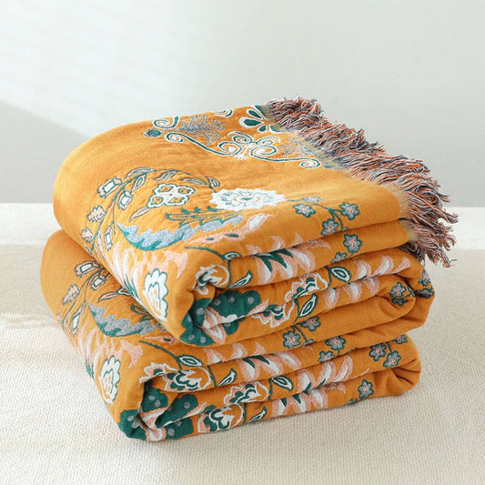 FLOWER TASSEL DOUBLE-SIDED BLANKET