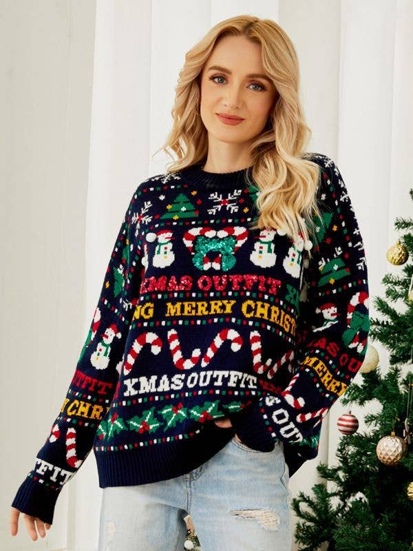 Christmas tree crewneck snowman Christmas sweater