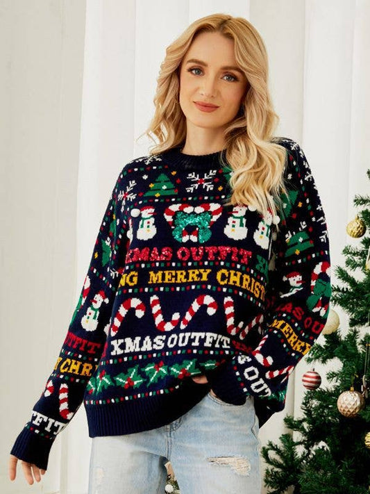 Christmas tree crewneck snowman Christmas sweater