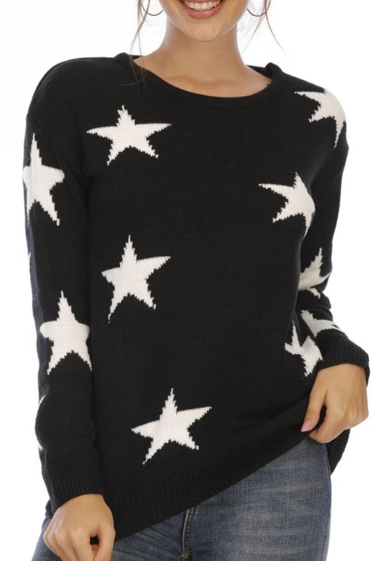 CWOSWL5201__AUTUMN STARS LONG-SLEEVED CREW NECK SWEATER