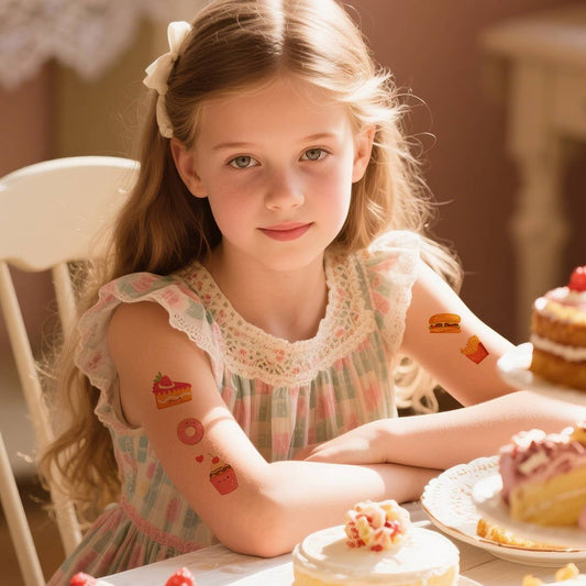 Foodie Tattoo Stickers ? Burger, Cake & Candles