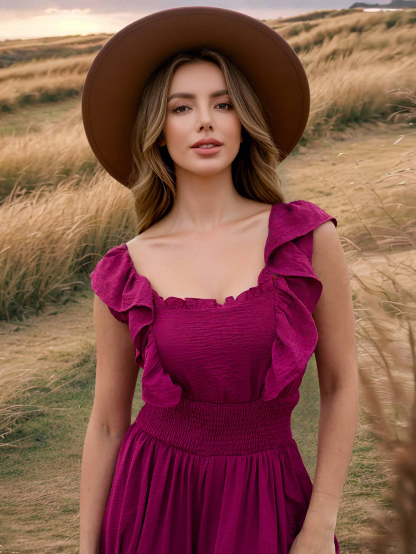 Chic Slim Fit Ruffle Off-Shoulder Vintage Dress