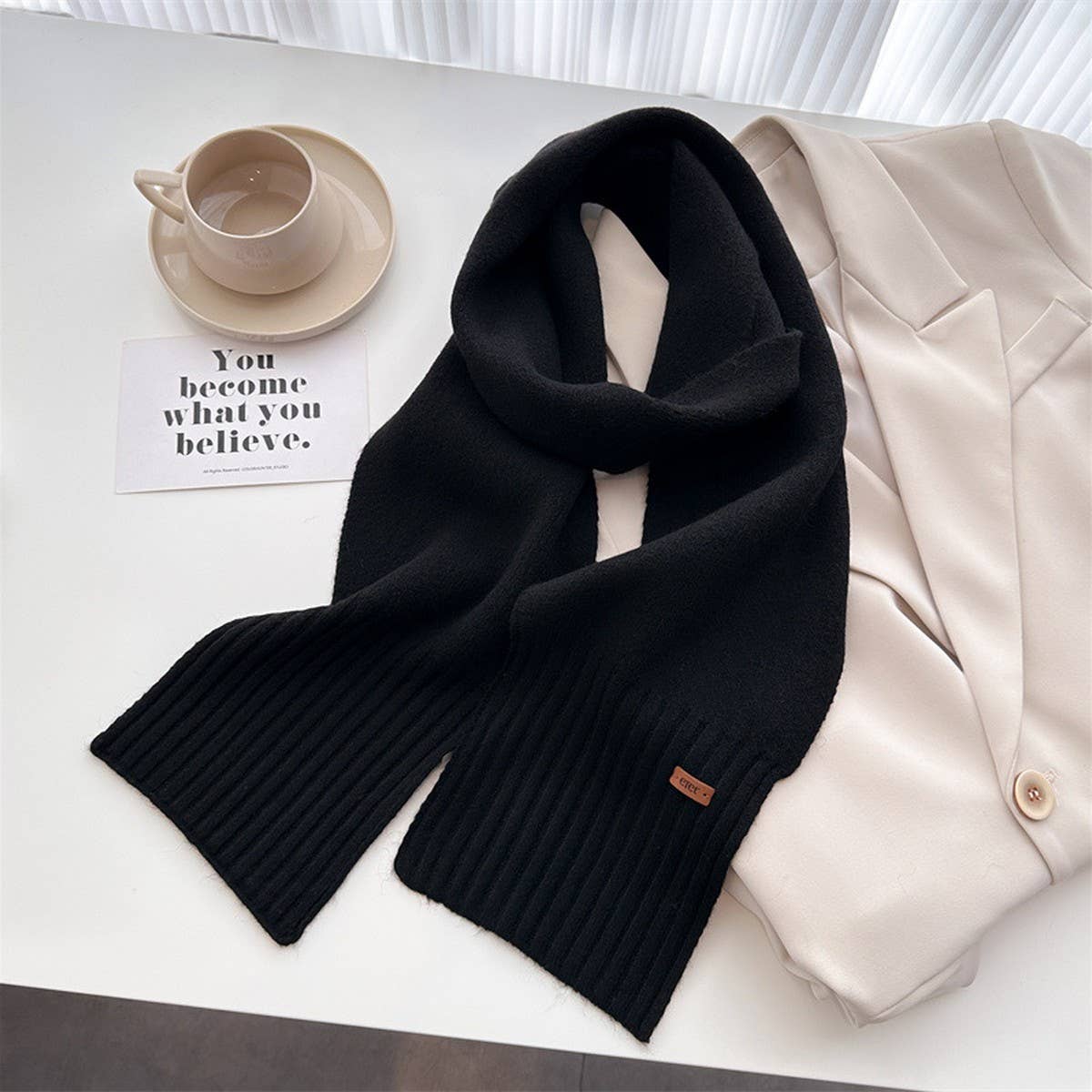Warm Minimalist Wool Wrap Scarf for Fall Days