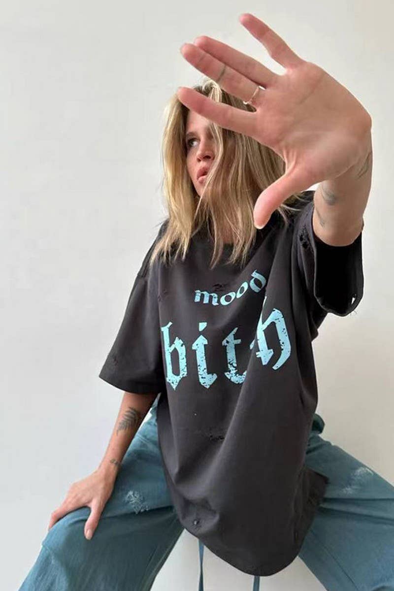 CWTTS1275_DISTRESSED LETTER PRINT SHORT-SLEEVED T-SHIRT