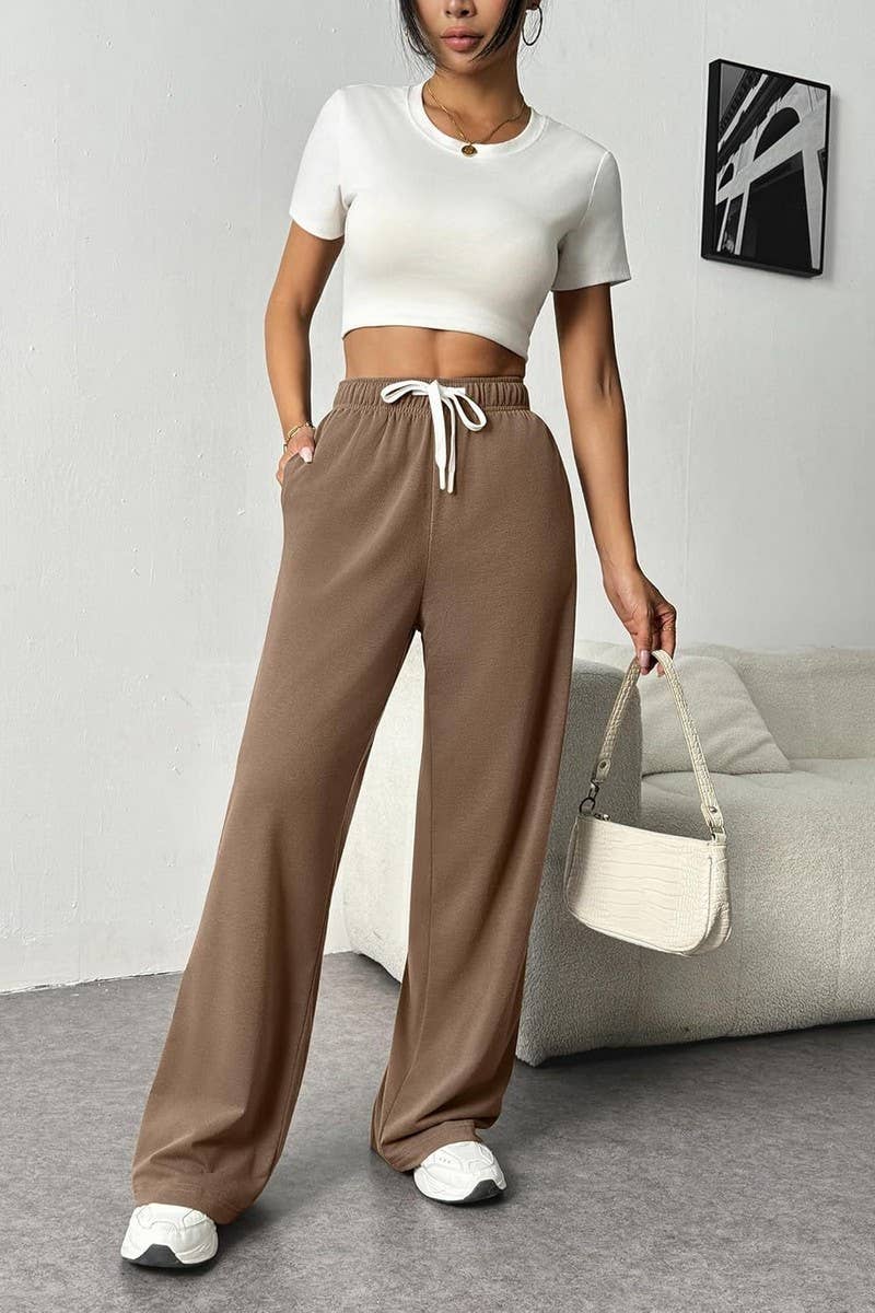 CWBLP1859_HIGH-RISE DRAWSTRING LOOSE WIDE-LEG SWEATPANTS