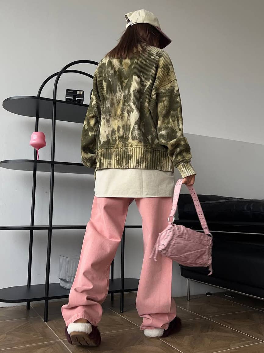 Fashionable camouflage single-breasted cardigan