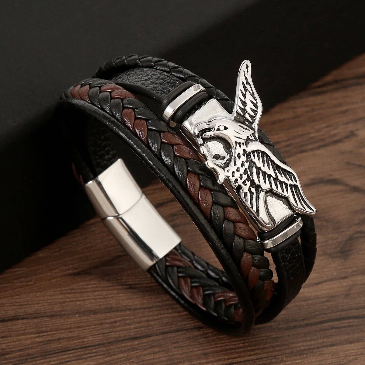 HANDWOVEN BRACELET STAINLESS STEEL MAGNET CLASP