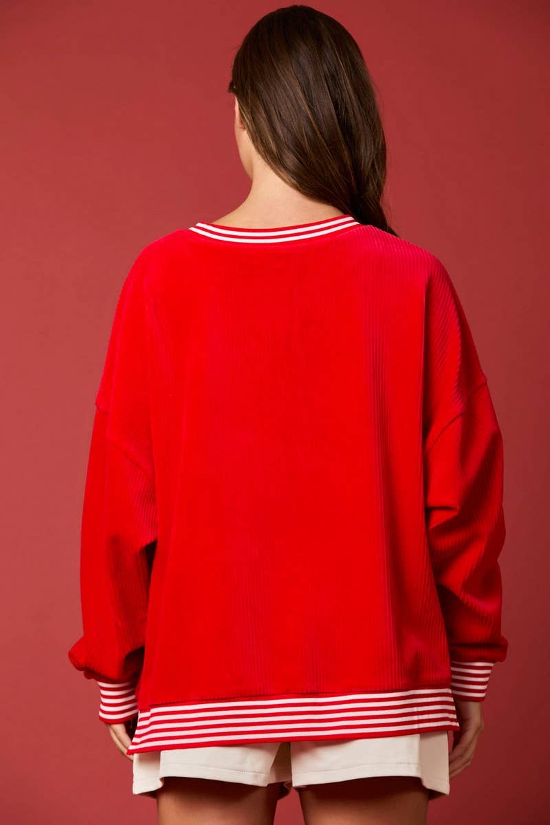 CWTBLL01269_CHRISTMAS SEQUIN CORDUROY STRIPE SWEATSHIRT