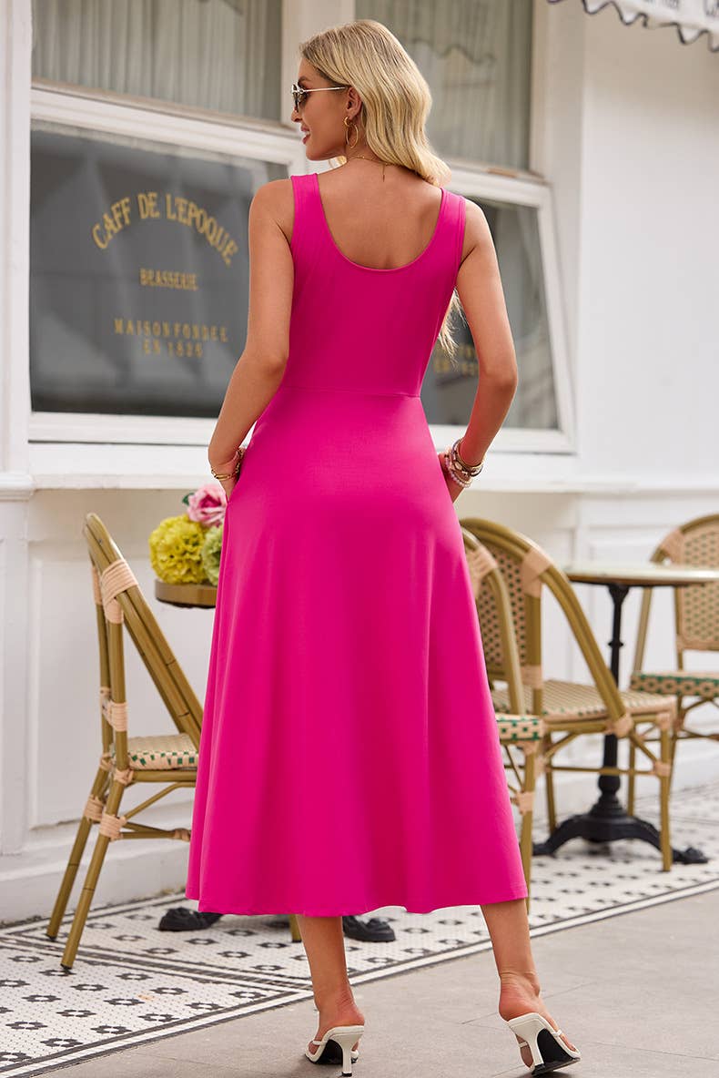 Elegant solid-color fashion sleeveless dress