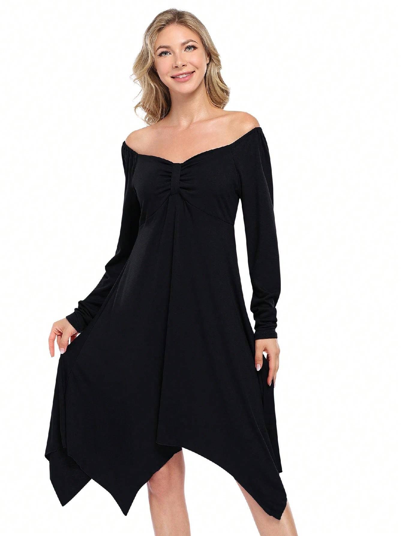 COMMUTER CASUAL DRESS WITH IRREGULAR HIGH WAISTED