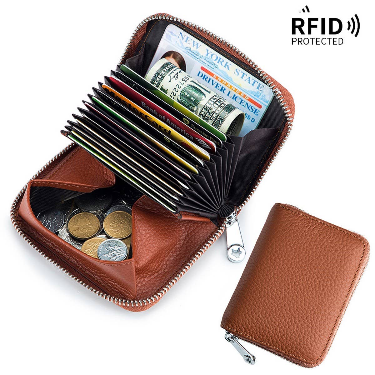 COIN PURSE ZIPPER GENUINE LEATHER CARD HOLDER_CWAB3831
