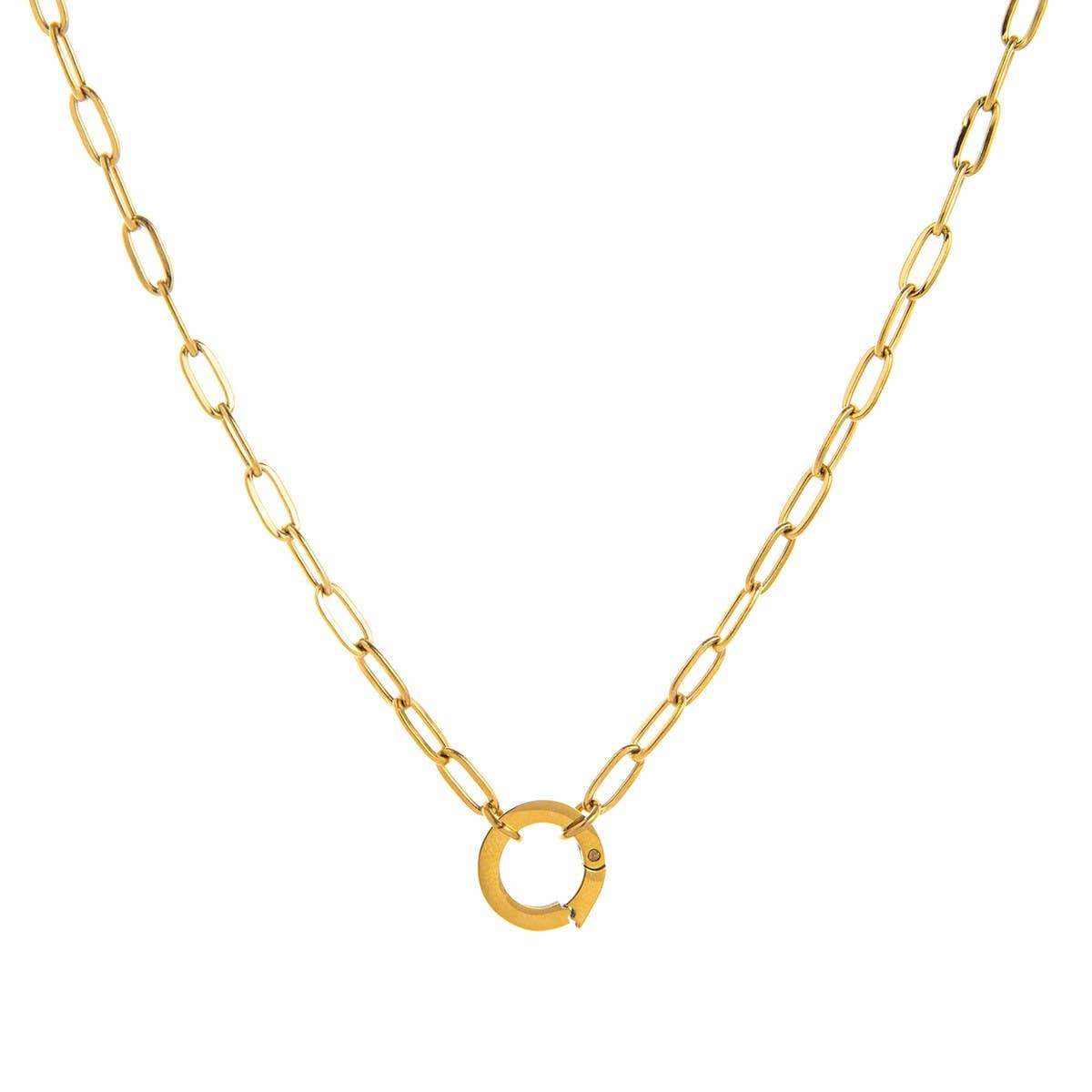 Basic loose chain heart round necklace_CWMM5711