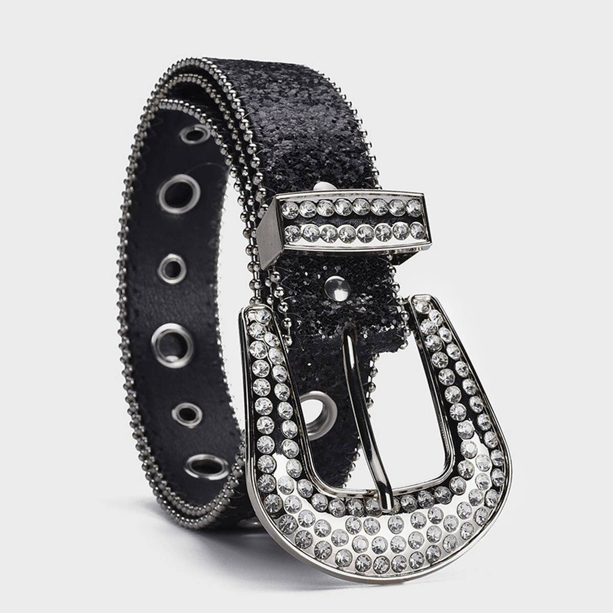 WOMEN RHINESTONE SEQUIN HOLLOW BELT_CWABE0363