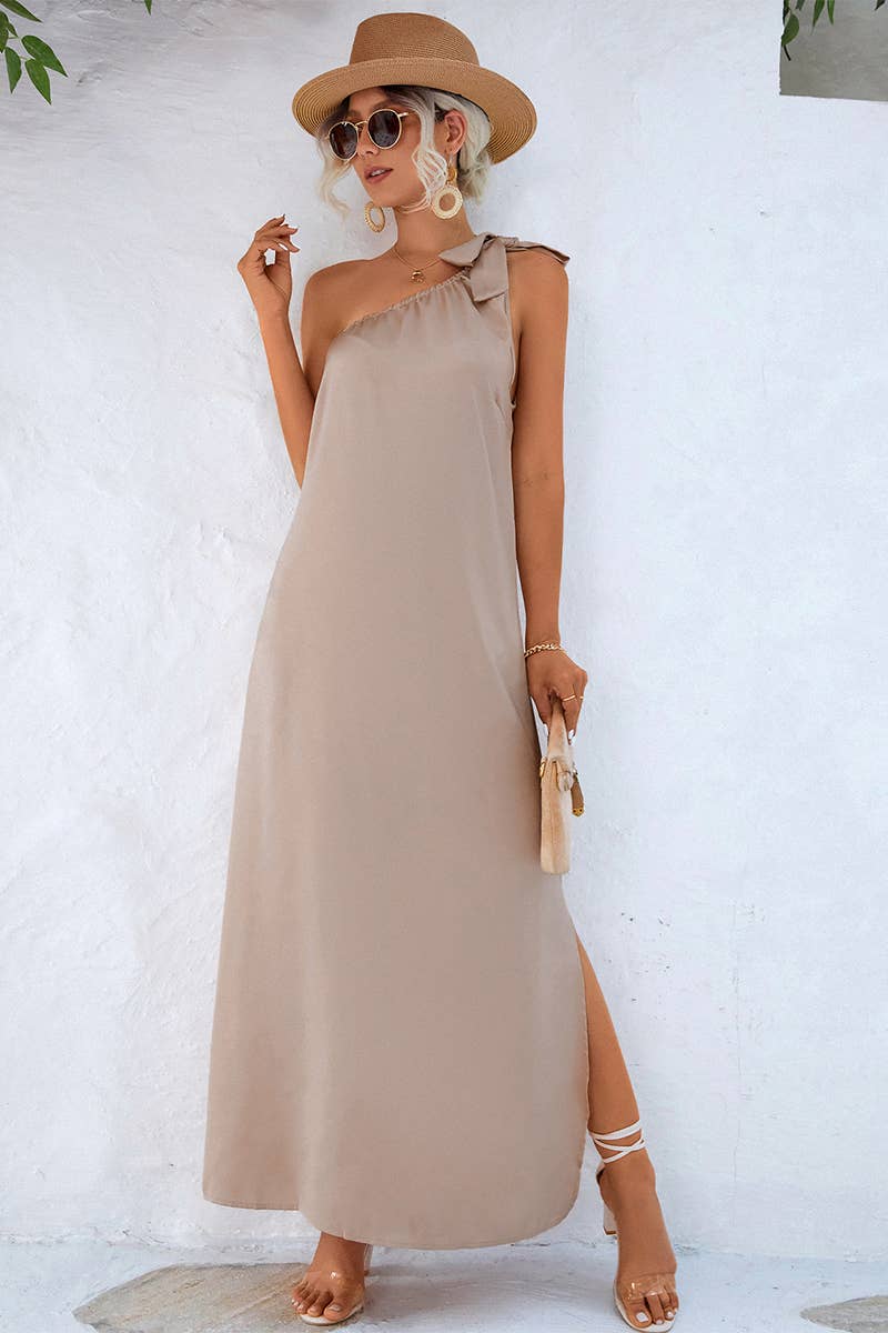 CWDTD0407_SPRING AND SUMMER NEW OFF-SHOULDER TIE DRESS