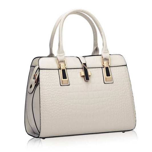 PATENT LEATHER TOP HANDLE CROCODILE SHOULDER BAG_CWAB2669