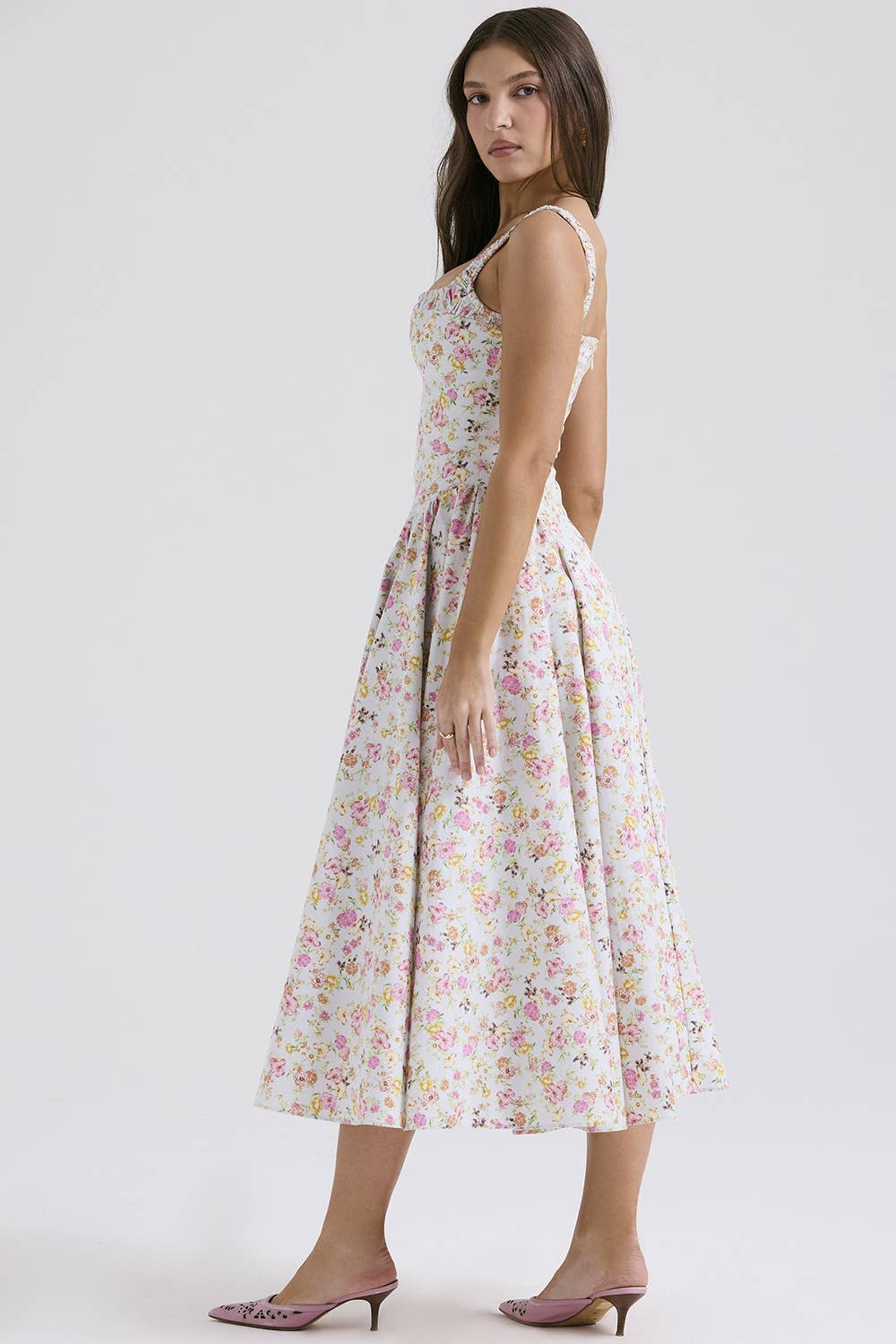 FLORAL BOHO CHIC HALTER DRESS WITH SLIMMING WAIST
