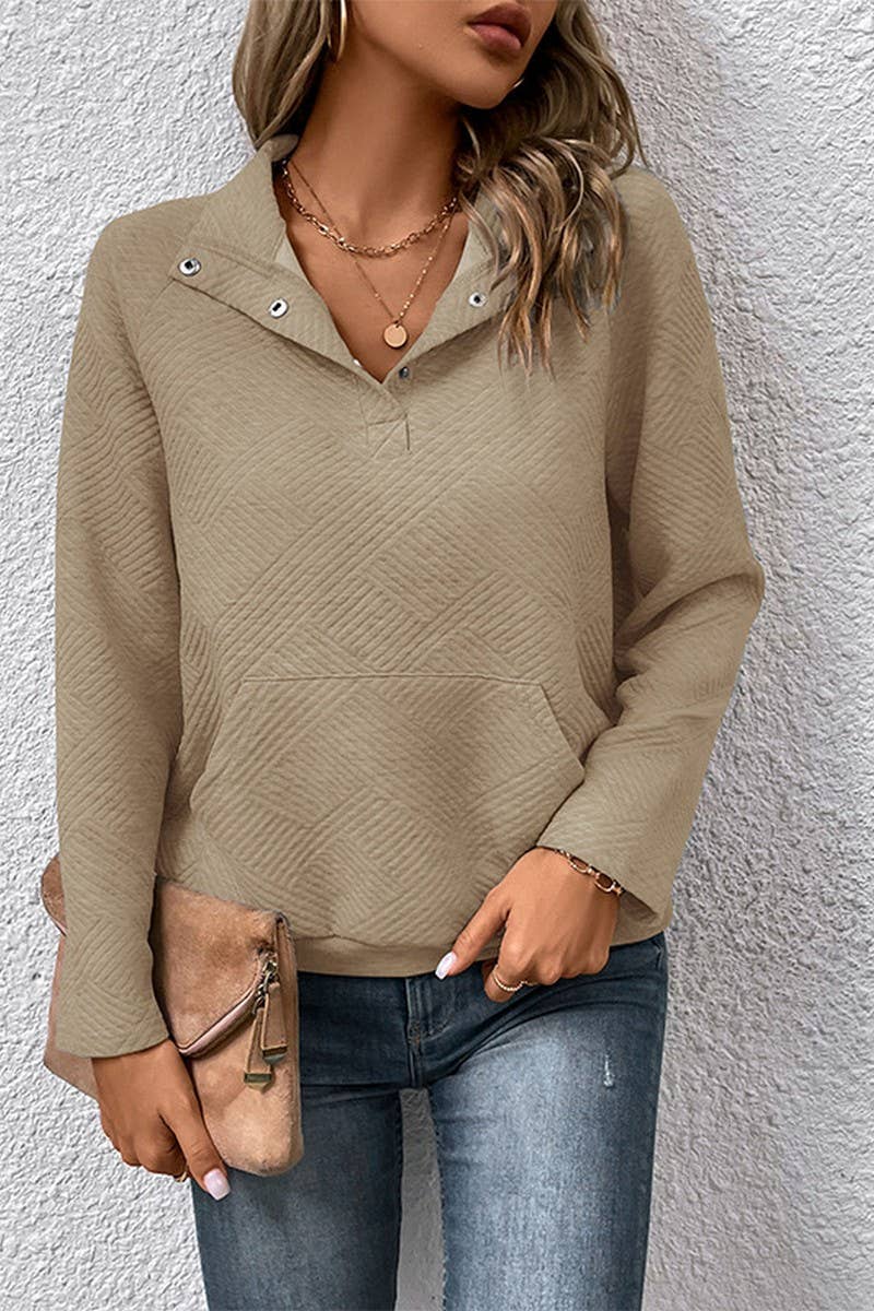 CWTBLL0972_SOLID COLOR LONG SLEEVE STAND COLLAR SWEATSHIRT
