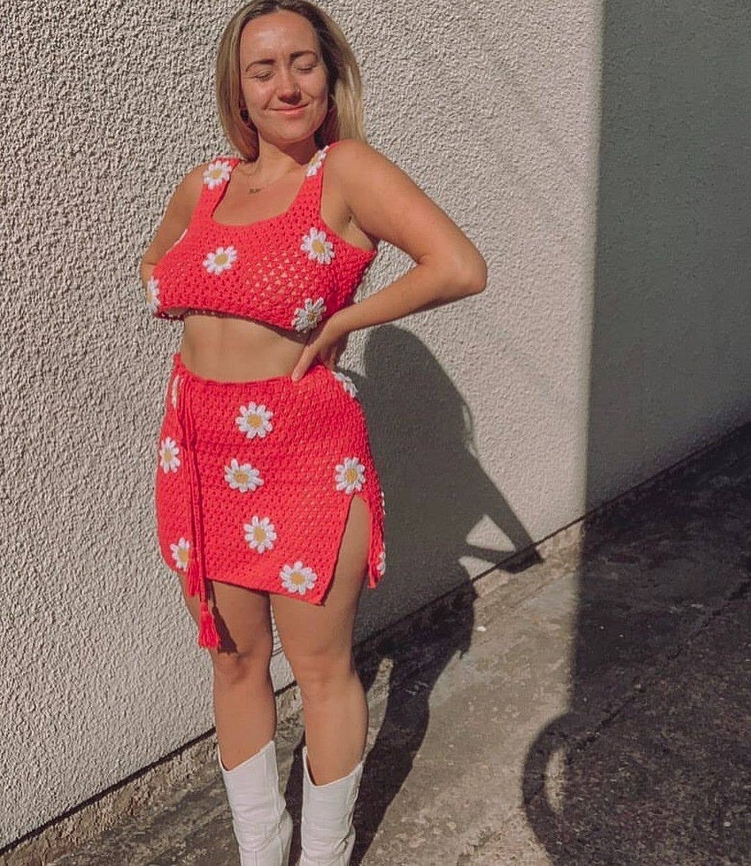 CASUAL CROCHETED YARN TWO-PIECE SET