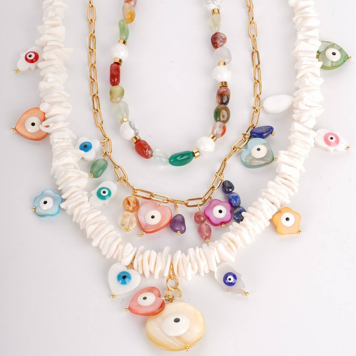 European Style Bohemian Evil Eye Beaded Necklace_CWMM7538