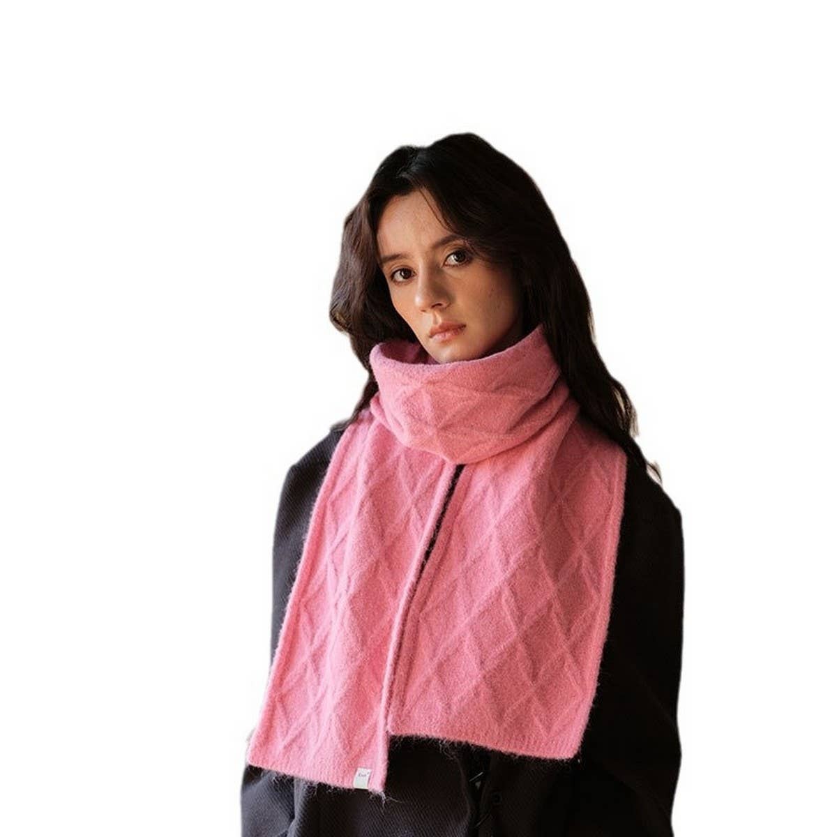 Retro Knit Scarf ??Wool Blend Reversible Wrap_CWASC2355