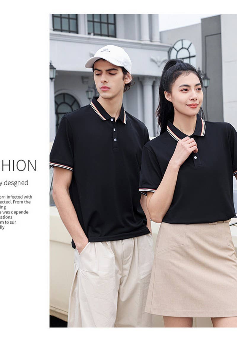 CWTBLS02419_COLORBLOCK POLO COLLAR SHORT SLEEVE CASUAL TOP