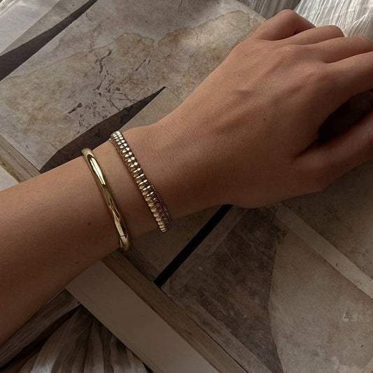 18K Gold Open Bangle, Titanium Steel, No Fade_CWAJE4696