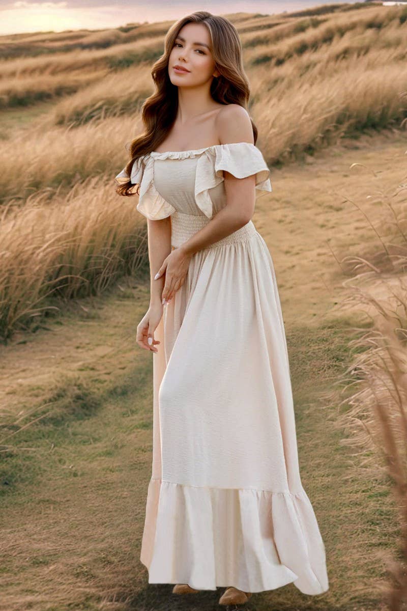 CWDMD6138_SOLID OFF-SHOULDER ONE-SHOULDER DRESS