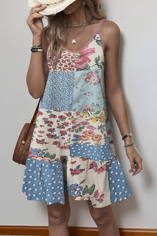 CWDSD10506_FLORAL PRINT CASUAL SLEEVELESS SLIP DRESS