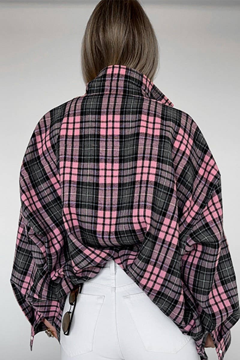 CWTSTL907_PLAID CASUAL LOOSE LONG-SLEEVED SHIRT