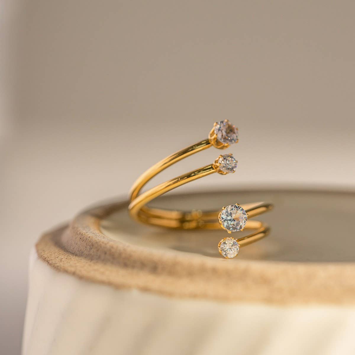SIDE BY SIDE 4 DIAMOND OPEN RING