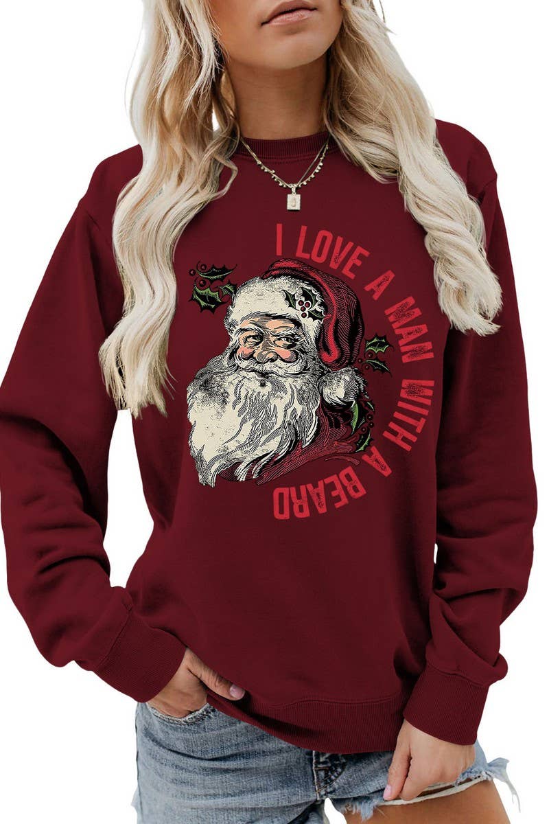 CWTBLL01329_SANTA LETTER PRINT CHRISTMAS PULLOVER SWEATSHIRT