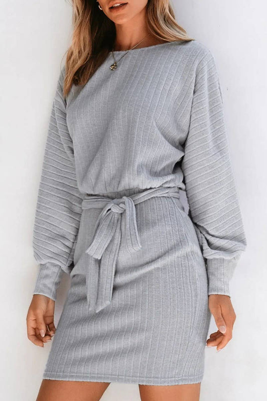 CWDSD8754_RIBBED KNIT LONG SLEEVE BELTED SWEATER DRESS