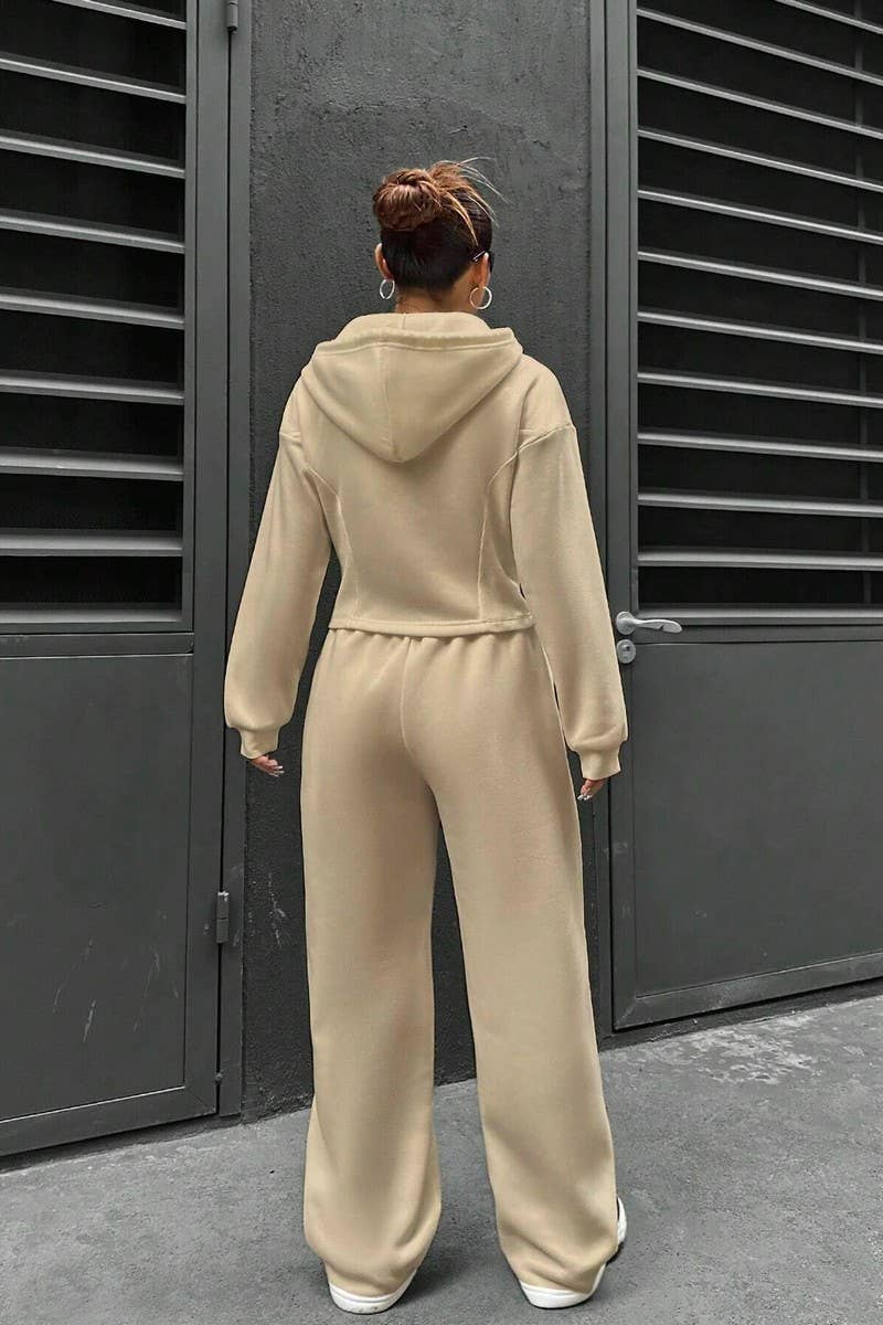 CWSTB0992_HOODED CARDIGAN CASUAL SPORTS TWO-PIECE SET