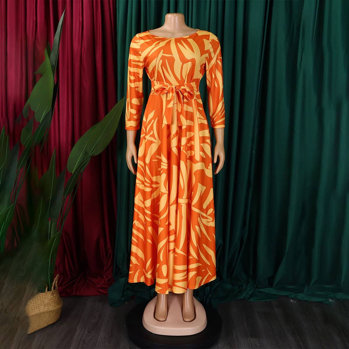 FASHIONABLE LACE-UP PRINTED OVERSIZED DRESS