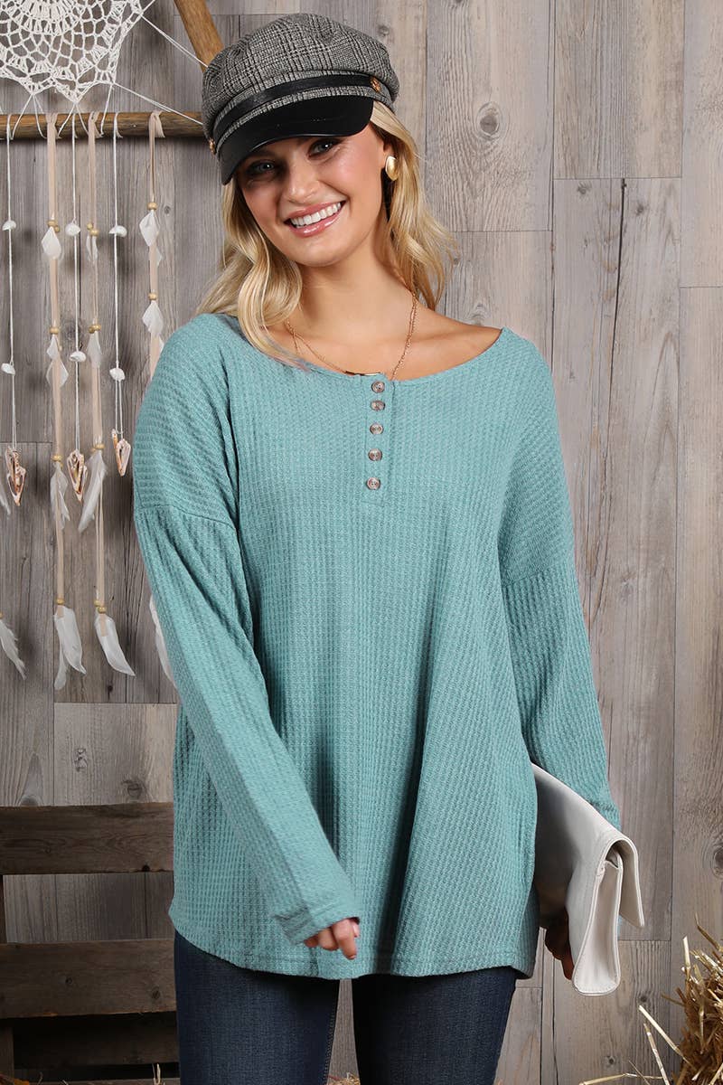 CWTTL1402_Round Neck Casual Long Sleeved Top