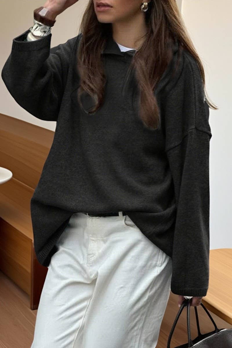 CWOHOL00632_CASUAL KNIT LONG SLEEVE HOODIE