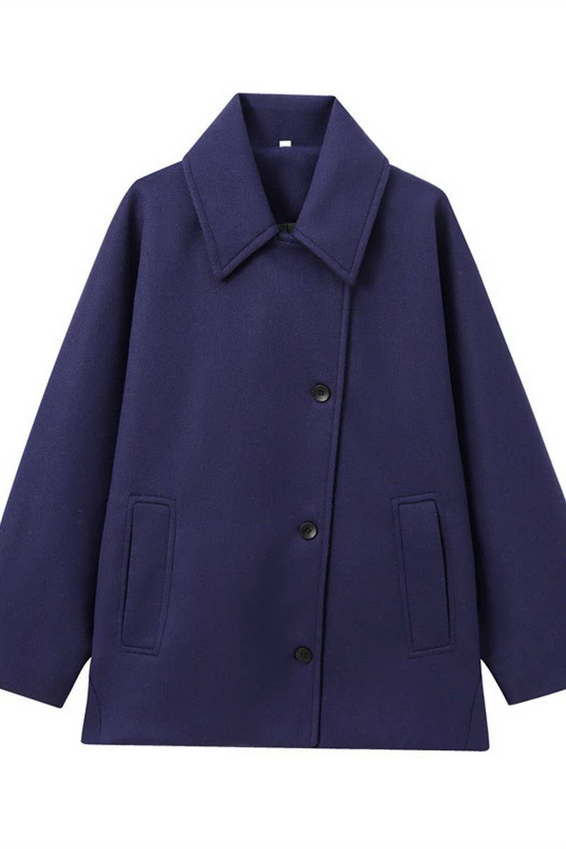 CWOCO1094_SOLID COLOR LAPEL POCKET LONG SLEEVE COAT