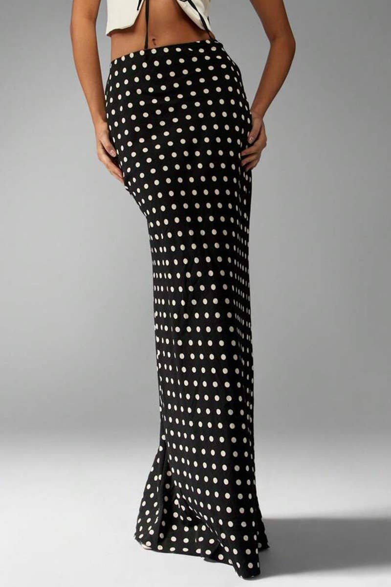 CWBLS0654_SUMMER TEMPERAMENT SLIM POLKA DOT SKIRT