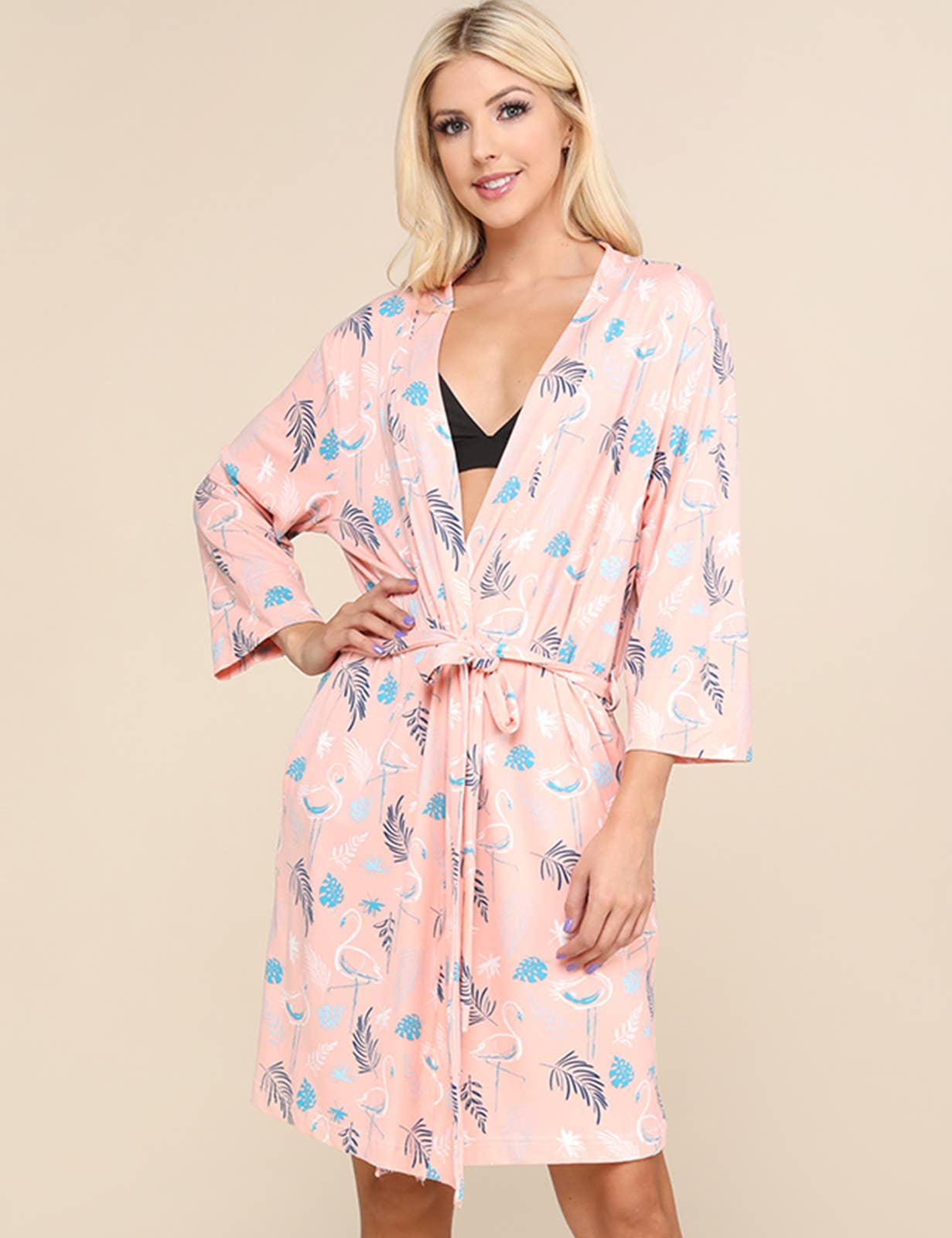 CWOCAL543_Short Robe Soft Sleepwear Pajamas