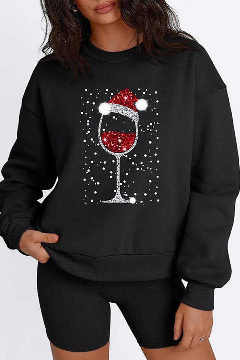 CWTBLL2464_ROUND NECK PRINTED CHRISTMAS SWEATSHIRT
