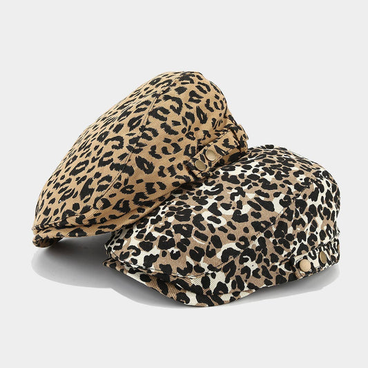 VINTAGE LEOPARD FLAT BERET_CWAH1630