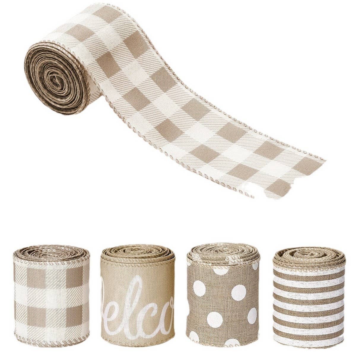 CWMM10203_FARMHOUSE BUFFALO PLAID RIBBON STRIPE DOT DECOR