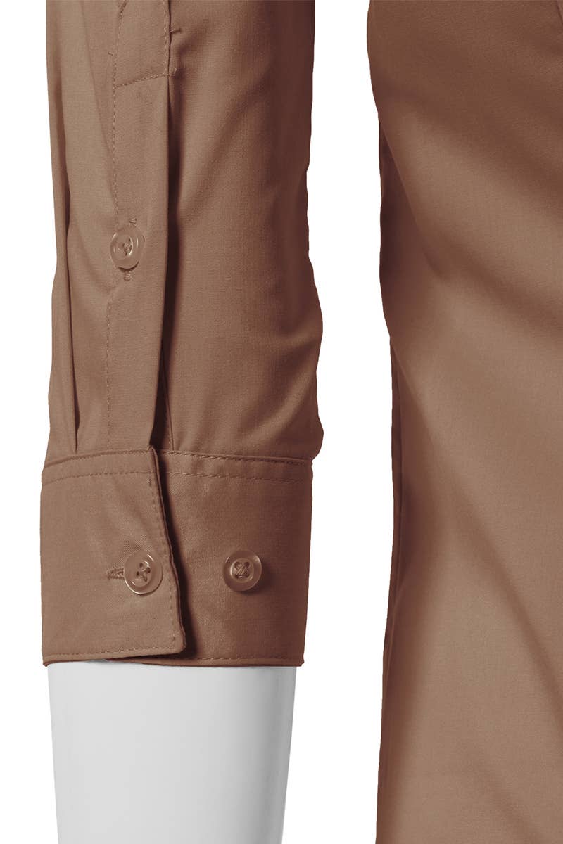 CWTSTS116_Basic Slim Fit Simple 3/4 Sleeve Button Down Shirt