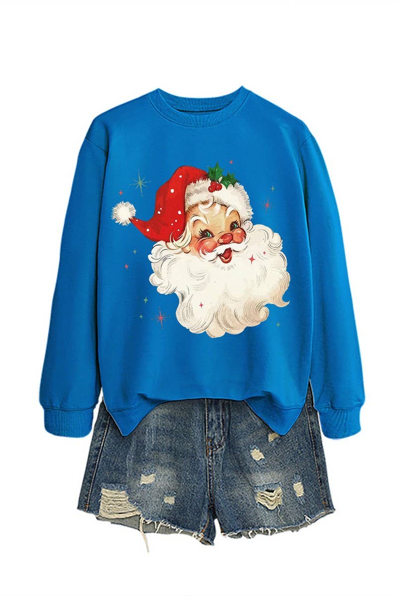 CWTBLL01324_SANTA CLAUS HEAD PATTERN PULLOVER SWEATSHIRT