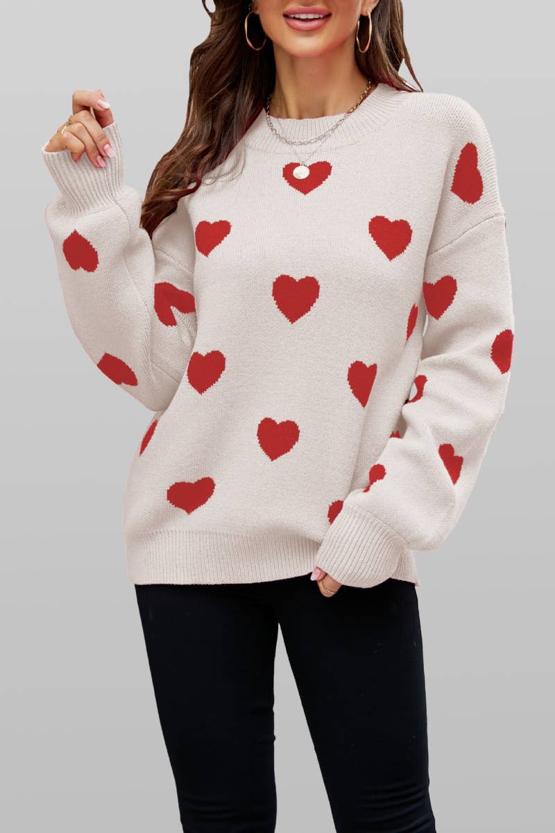 CWOSWL5841_LOVE CREW-NECK LONG-SLEEVED SWEATER