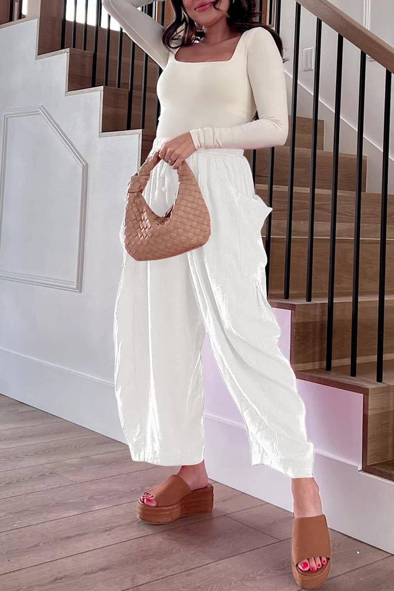 CWBLP0709_LOOSE CASUAL COTTON AND LINEN TROUSERS