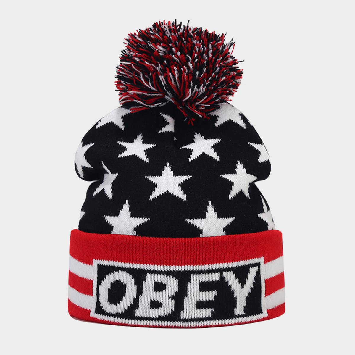 FASHION STRIPED JACQUARD POM-POM KNITTED HAT_CWAH1614