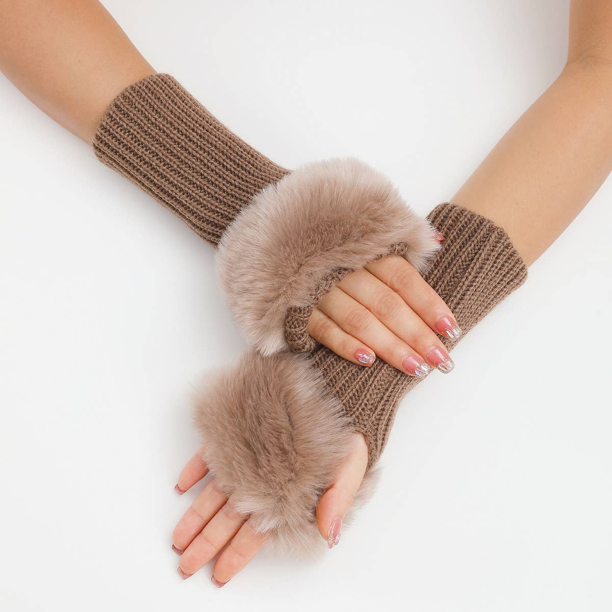 KNITTED THERMAL FINGERLESS GLOVES ARM GLOVES_CWAG0108