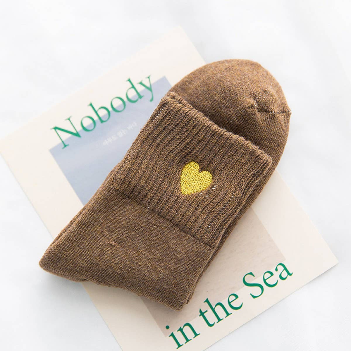 WINTER HEART EMBROIDERY WARM TERRY SOCKS