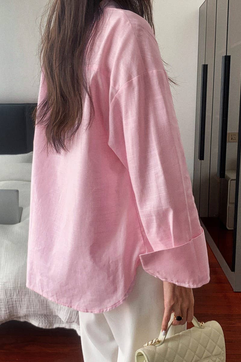 CWTSTL01009_CASUAL SOLID LOOSE FIT LONG SLEEVE SHIRT